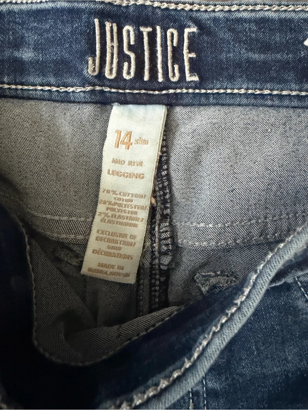 Justice Girls Blue Distressed Skinny Jeans